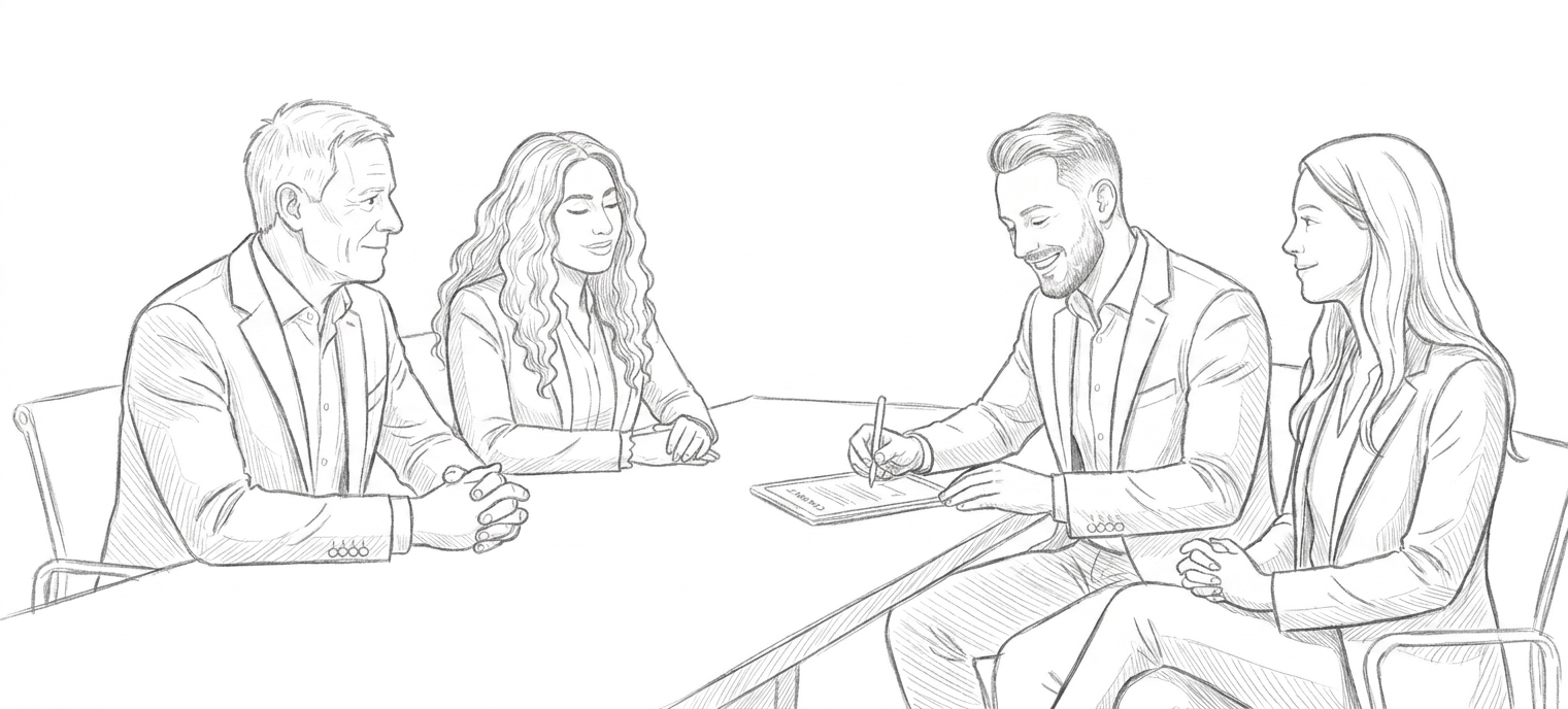 Illustration einer Vertragsunterzeichnung